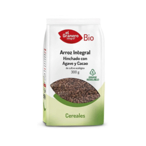 arroz integral hinchado con agave y cacao